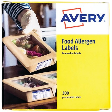Avery ALL9840 Pre-Printed Allergen Food Labels, 98x40mm, 300 Labels