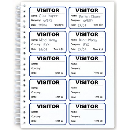 Avery Visitor Sign-In Book with 250 Paper Badges