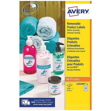 Avery Removable Labels Round 25mm White (Pack of 1200) L4850REV-25
