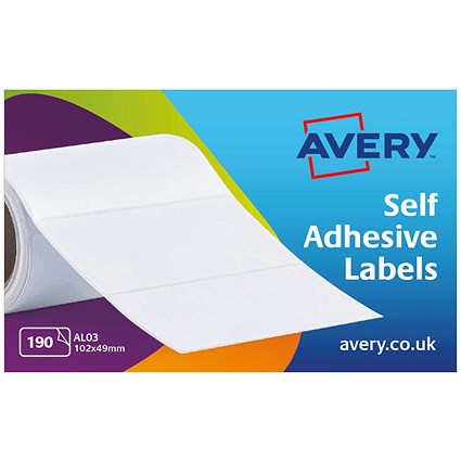 Avery Label Roll, 102x49mm, White, 190 Labels