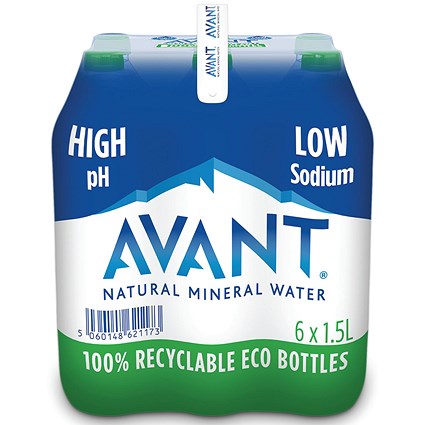 Avant Natural Mineral Water, Plastic Bottles, 1.5L, Pack of 6