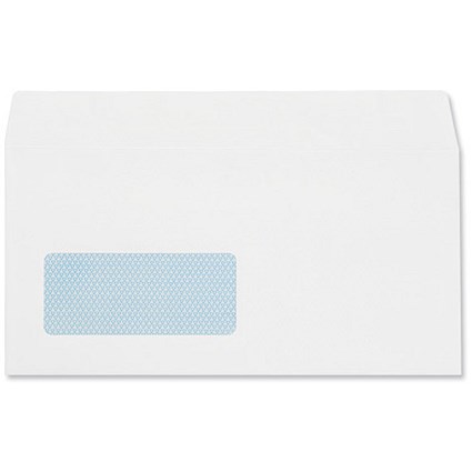 Plus Fabric Windown DL Wallet Envelopes - White - Press Seal - 80gsm - Pack of 1000