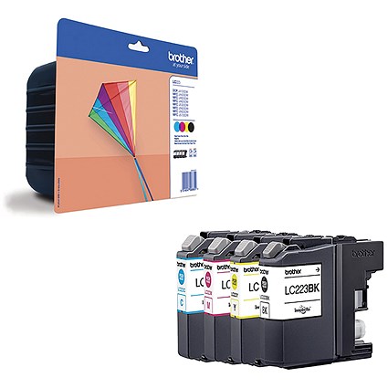 Brother LC223 Inkjet Cartridge Value Pack - Black, Cyan, Magenta and Yellow (4 Cartridges)