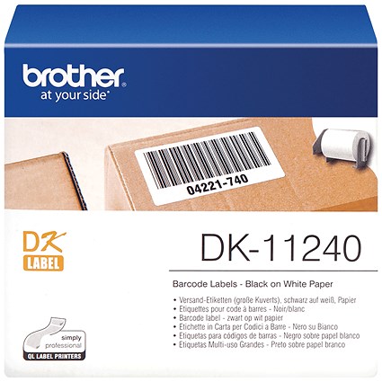 Brother DK-11240 Barcode Labels, Black on White, 102x51mm, 600 Labels Per Roll