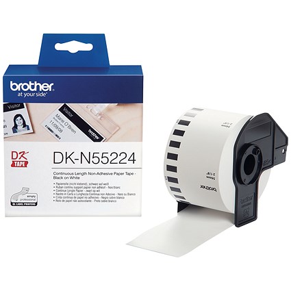 Brother DK-N55224 Continuous Non-Adhesive Paper Tape, Black on White, 54mmx30.5m Brother DK-N55224 Continuous Non-Adhesive Paper Tape, Black on White, 54mmx30.5m