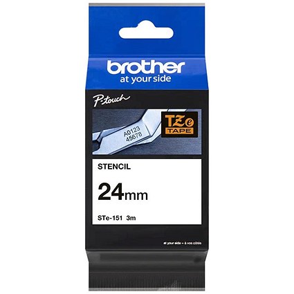 Brother P-Touch STe-151 Stencil Tape, Black on Clear, 24mmx3m