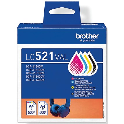 Brother LC521VAL Ink Cartridge CMYK Value Pack LC521VAL