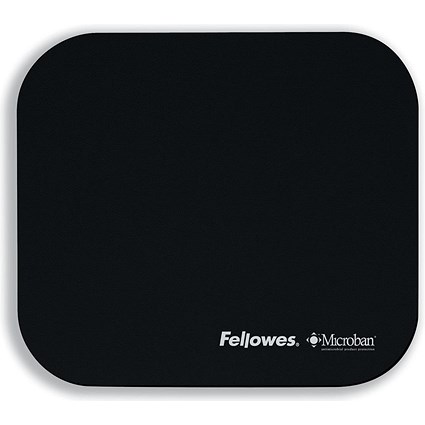 Fellowes Microban Mouse Mat, Antibacterial, Non-slip, Black