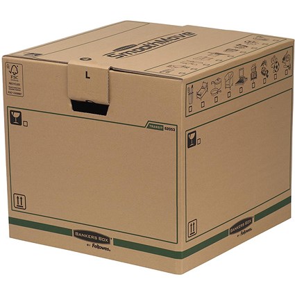 Bankers Box Smooth Move Removal Boxes, W457xD457xH406mm, Brown, Pack of 5 Bankers Box Smooth Move Removal Boxes, W457xD457xH406mm, Brown, Pack of 5