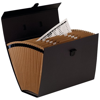 Fellowes Bankers Box Handifile Expanding Organiser Briefcase, 19-Part, Black