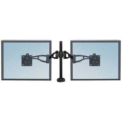 Fellowes Professional Series Deskclamped Dual Monitor Arm, Adjustable Height, Black