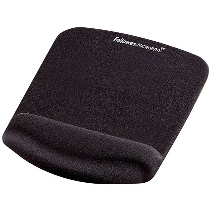 Fellowes Plush Touch Foam Microban Mouse Mat, With Wrist Rest, Black Fellowes Plush Touch Foam Microban Mouse Mat, With Wrist Rest, Black