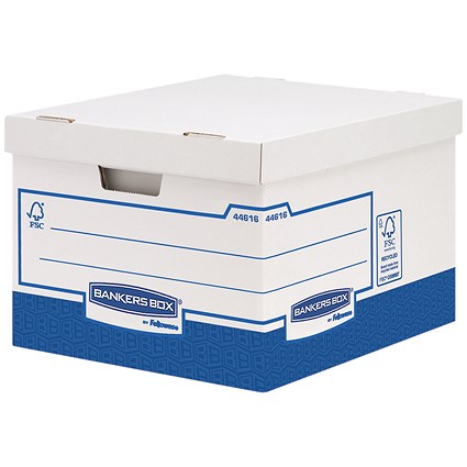 Bankers Box Basics Heavy Duty Large Storage Box, White, Pack of 10