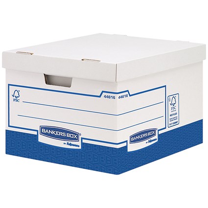 Bankers Box Basics Heavy Duty Large Storage Box, White, Pack of 10 Bankers Box Basics Heavy Duty Large Storage Box, White, Pack of 10