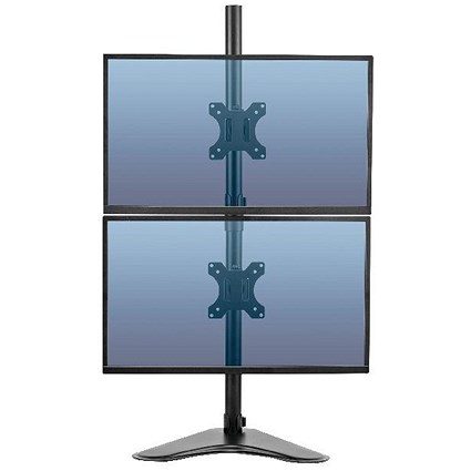 Fellowes Professional Series Tabletop Dual Vertical Monitor Arm, Adjustable Height, Black