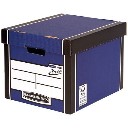 Bankers Box Premium Presto Tall Storage Box, Blue and White, Pack of 10 Bankers Box Premium Presto Tall Storage Box, Blue and White, Pack of 10