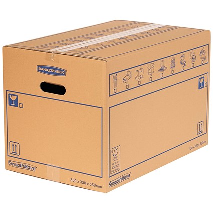 Bankers Box Smooth Move Standard Moving Boxes, W550xD350xH350mm, Brown, Pack of 10 Bankers Box Smooth Move Standard Moving Boxes, W550xD350xH350mm, Brown, Pack of 10