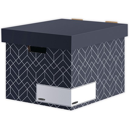 Bankers Box Decor Storage Box, Midnight Blue, Pack of 5
