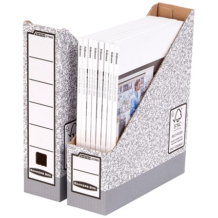 Bankers Box Cardboard Magazine Files, Grey, Pack of 10
