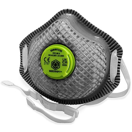 Beeswift Bbp2Cv Mesh Mask, Grey, Pack of 10