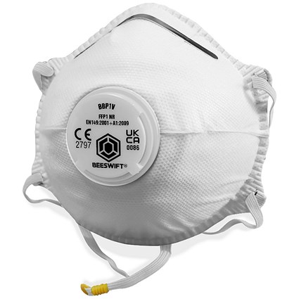 Beeswift P1 Valved Mask, White, Pack of 10