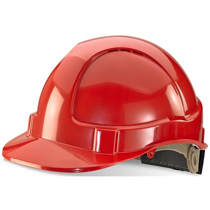 Beeswift Wheel Ratchet Vented Safety Helmet, Red Beeswift Wheel Ratchet Vented Safety Helmet, Red