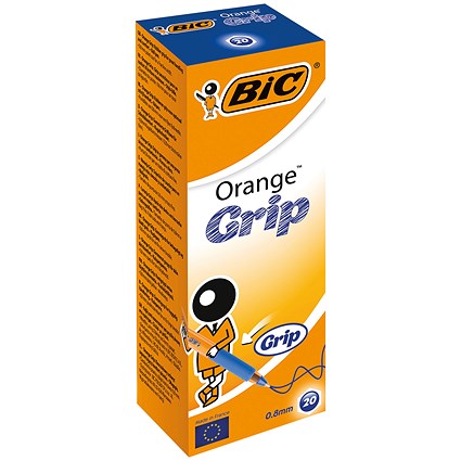 Bic Orange Cristal Grip Ballpoint Pen Blue (Pack of 20)