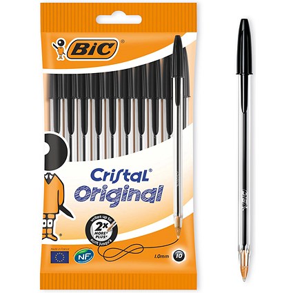 Bic Cristal Ballpoint Pen, Black, Pack of 10 Bic Cristal Ballpoint Pen, Black, Pack of 10