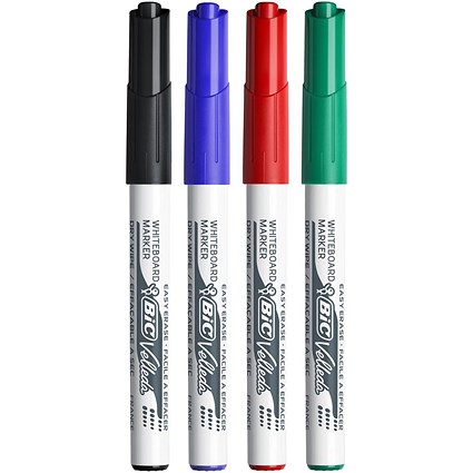 Bic Velleda 1741 Whiteboard Marker, Bullet Tip, Assorted Colours, Wallet of 4