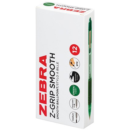 Zebra Z-Grip Retractable Ballpoint Green Pack of 12