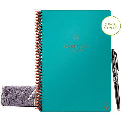 Rocketbook Fusion Executive Set Reusable Notebook, A5, 42 Pages, Teal