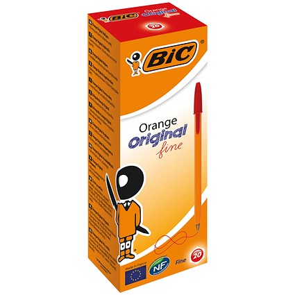 Bic Orange Ball Pen, Red, Pack of 20