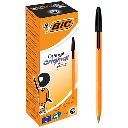 Bic Orange Ball Pen, Black, Pack of 20