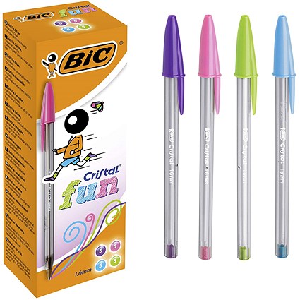 Bic Cristal Large Ballpoint Pen, 1.6mm, Assorted, Pack of 20