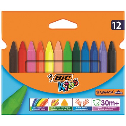 Bic Kids Plastidecor Triangle Crayons Assorted (Pack of 12)