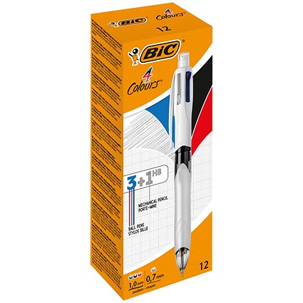 Bic 4 Colours Multifunction Ballpoint Pen with Pencil - Pack of 12