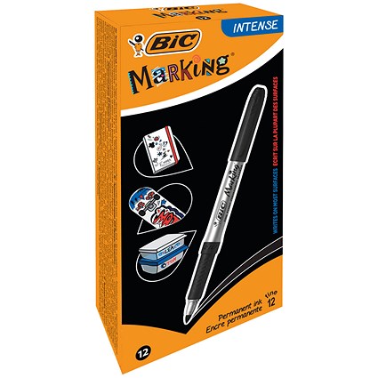 Bic Marking Permanent Marker Fine Black (Pack of 12)