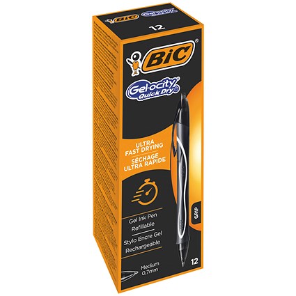 Bic Gel-ocity Quick Dry Gel Pen Medium Black (Pack of 12)