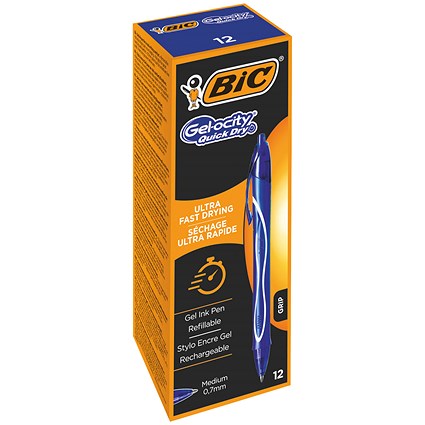 Bic Gel-ocity Quick Dry Gel Pen Medium Blue (Pack of 12)