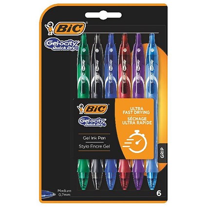 Bic Gel-ocity Quick Dry Gel Pen Assorted (Pack of 6)