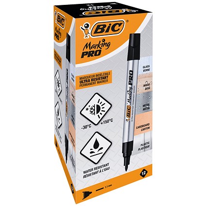 Bic Marking PRO Permanent Marker Black (Pack of 12)