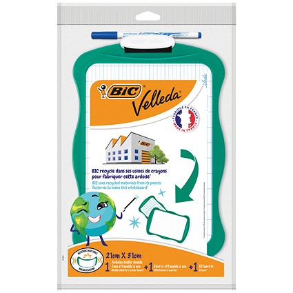 Bic Velleda Portable Eco Whiteboard, Green Frame, 210x310mm