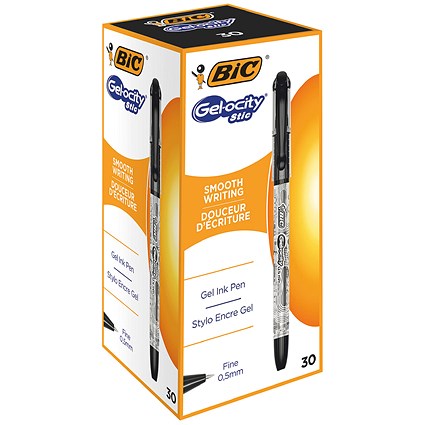 Bic Gelocity Gel Ink Pens 0.5mm Black (Pack of 30)
