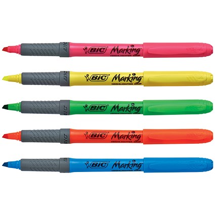 Bic Chisel Tip Highlighter Grip Assorted (Pack of 5)