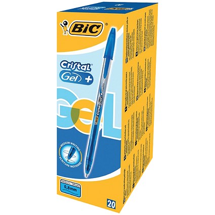 Bic Cristal Gel Plus Pen Medium Blue (Pack of 20)