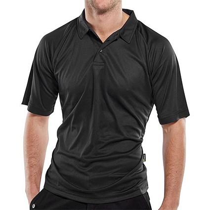 Beeswift B-Cool Wicking Polo Shirt, Black, Medium Beeswift B-Cool Wicking Polo Shirt, Black, Medium