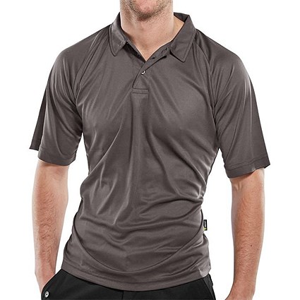 Beeswift B-Cool Wicking Polo Shirt, Grey, 2XL Beeswift B-Cool Wicking Polo Shirt, Grey, 2XL
