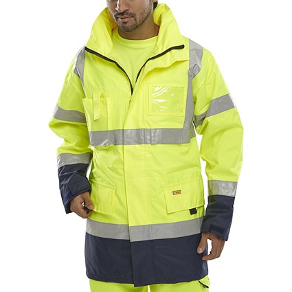 Beeswift Two Tone Breathable Traffic Jacket, Saturn Yellow & Navy Blue, 6XL