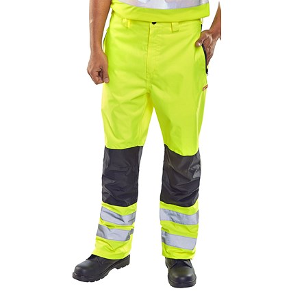 Beeswift Contrast Hi Viz Trousers, Saturn Yellow, 2XL Beeswift Contrast Hi Viz Trousers, Saturn Yellow, 2XL