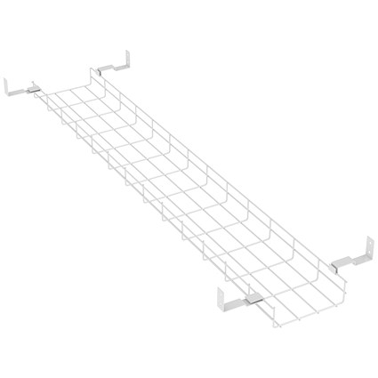 Impulse Bench Desk Cable Basket, 1600mm Desk, Silver